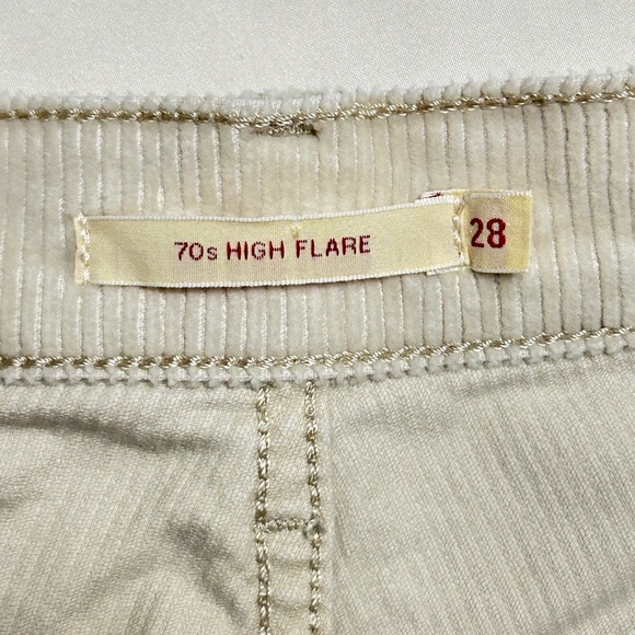 Levi’s Premium 70s High Flare Corduroy Pants Women’s 28 Ivory Cream High Waisted - Picture 5 of 14